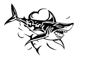 Masculine strong shark flowing tattoo idea