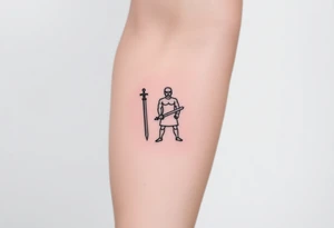 gladiator standing arena short sword in hand tattoo idea