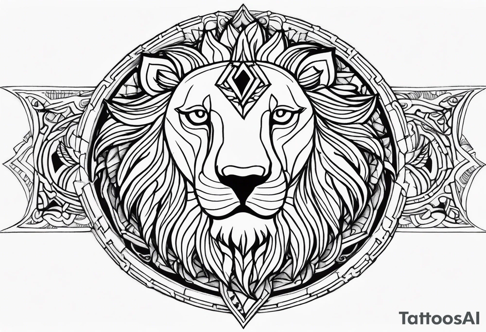 Lion sun evil eye tattoo idea