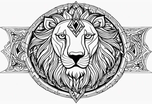 Lion sun evil eye tattoo idea