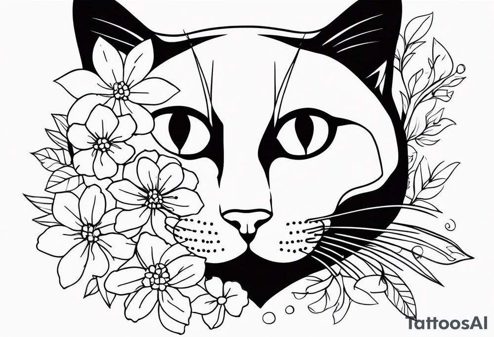 Make me a cat with fine features with flowers around it tattoo idea Make me a cat with fine features with flowers around it tattoo idea