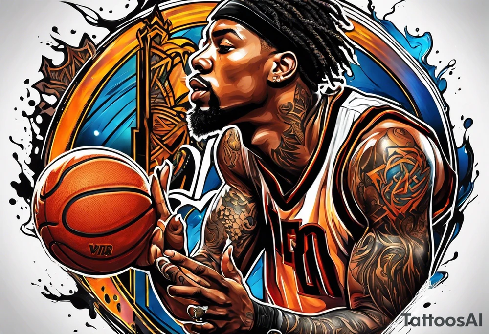 detroit city , basketball player with 23 and virgo symbol tattoo idea