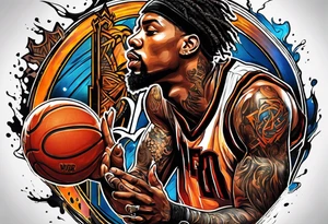 detroit city , basketball player with 23 and virgo symbol tattoo idea