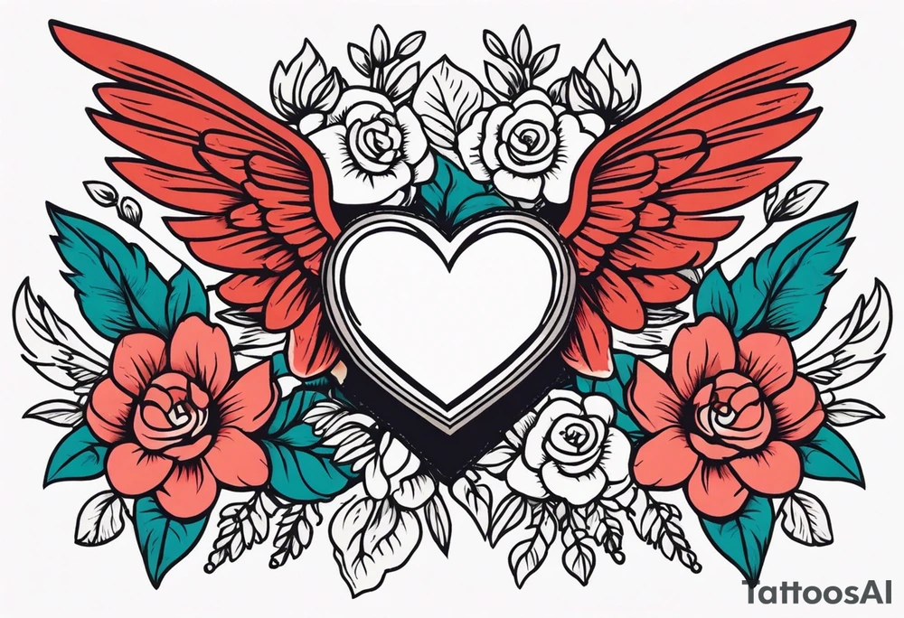 heart with wings
old school vintage simple traditional design surrounded by vintage flowers


bold color simple tattoo idea