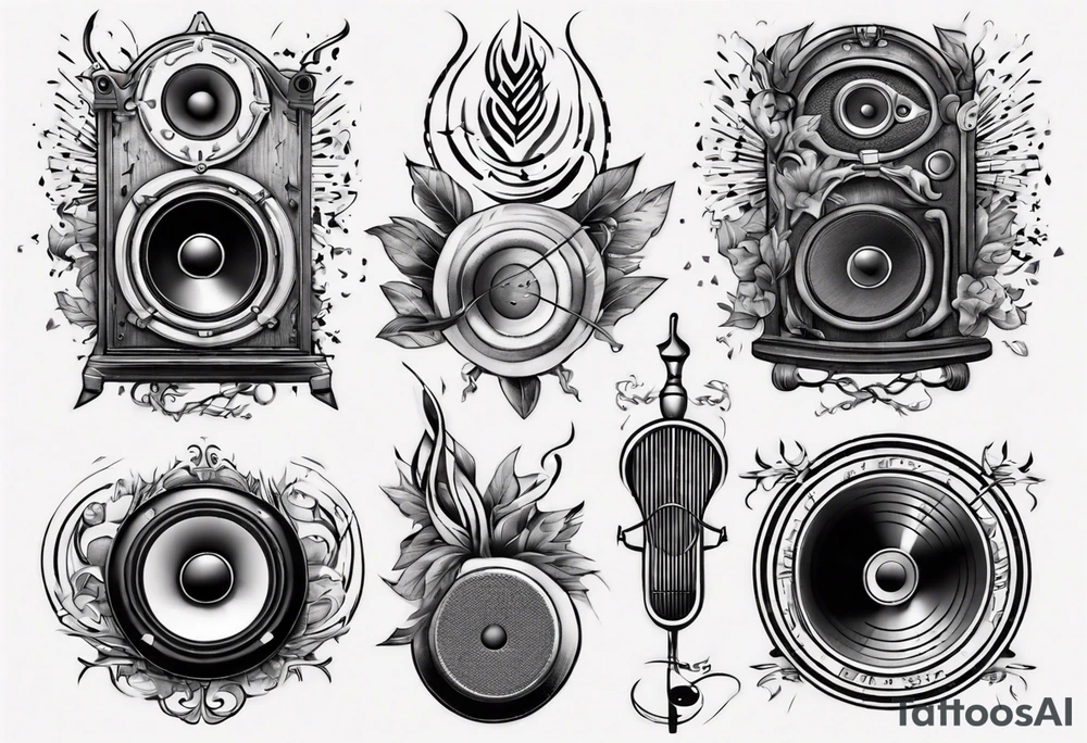 speaker, music staff tattoo idea