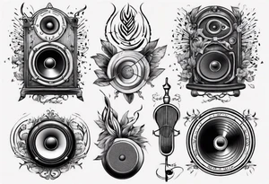 speaker, music staff tattoo idea
