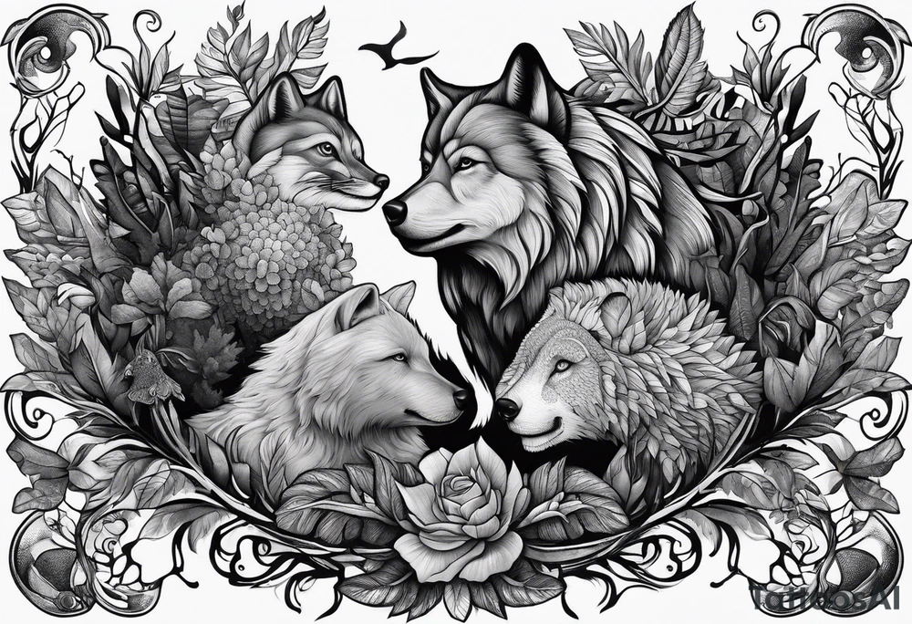 animals in the forest tattoo idea