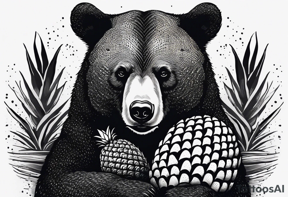 Bear hugging pineapple tattoo idea