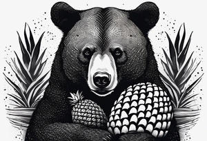 Bear hugging pineapple tattoo idea