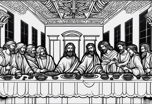 last supper back tattoo black and white tattoo idea