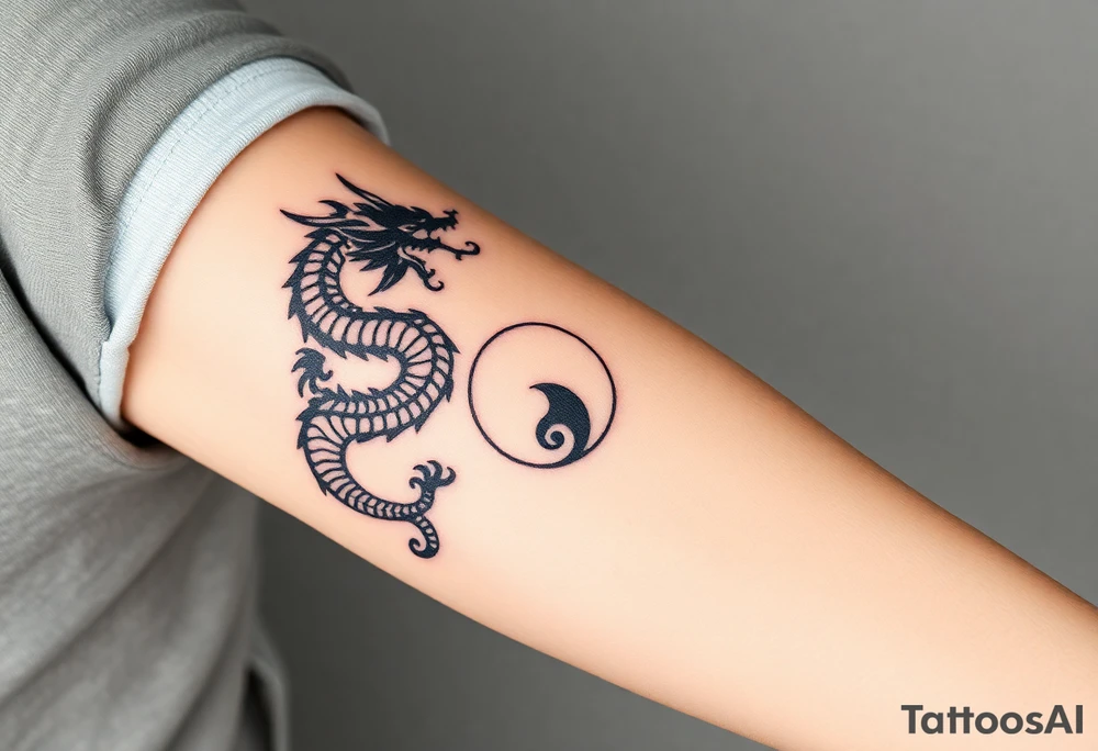 chinese dragon and ying and yang reference tattoo idea