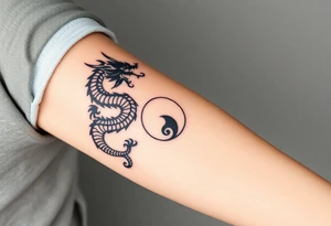 chinese dragon and ying and yang reference tattoo idea