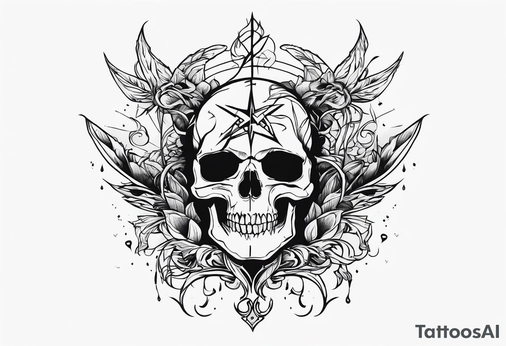 Deathcore style on chest tattoo idea