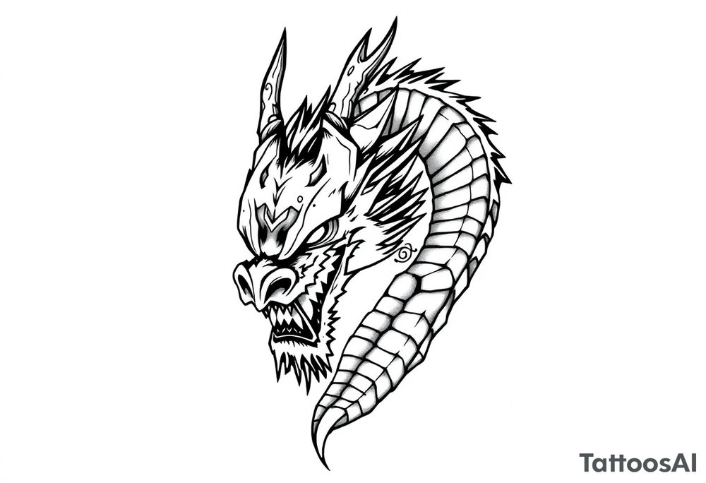 Shenron dragon with 7 star dragon balls tattoo idea