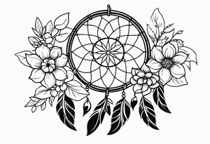 Dream catcher with flowers tattoo idea