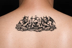 Meth lab with demons and money tattoo idea