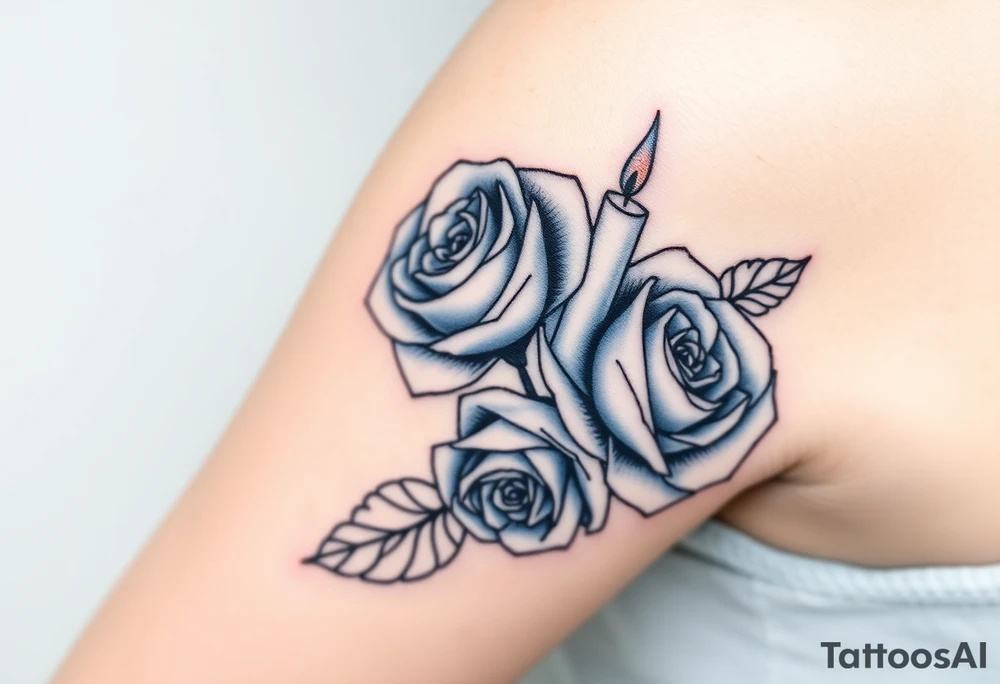 Blue, 2 roses, 2 candles tattoo idea