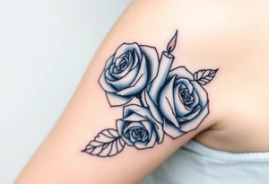 Blue, 2 roses, 2 candles tattoo idea