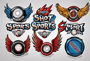 hockey puck with wings that says "SHOT SPORTS" tattoo idea