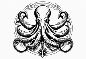 Octopus holding anchor in middle tattoo idea