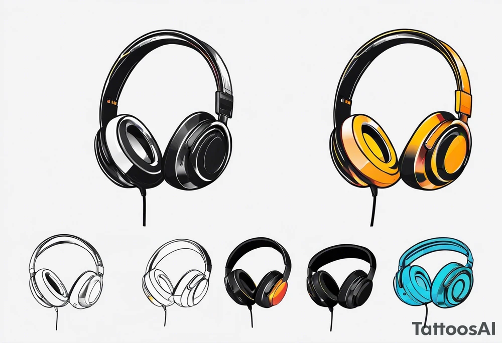 Headphones with L and R tattoo idea