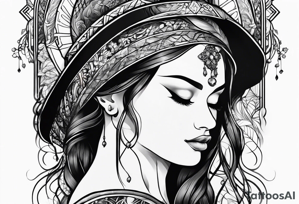 Praying Christian woman side view tattoo idea