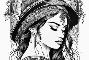 Praying Christian woman side view tattoo idea