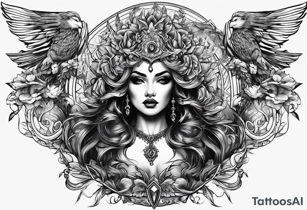 the goddess of vengeance tattoo idea