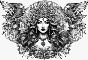 the goddess of vengeance tattoo idea