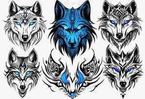 Dark wolf with blue eyes tattoo idea