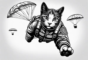 funny cat skydiving tattoo idea
