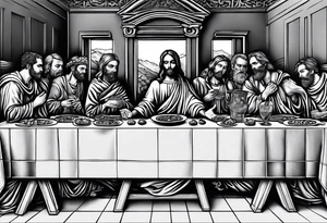 Last supper but everyone is a Skelton tattoo idea