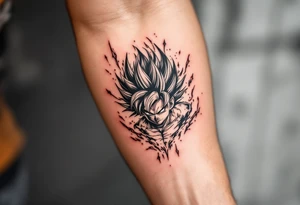 legendary dragonball z with energy aura and power effects tattoo idea