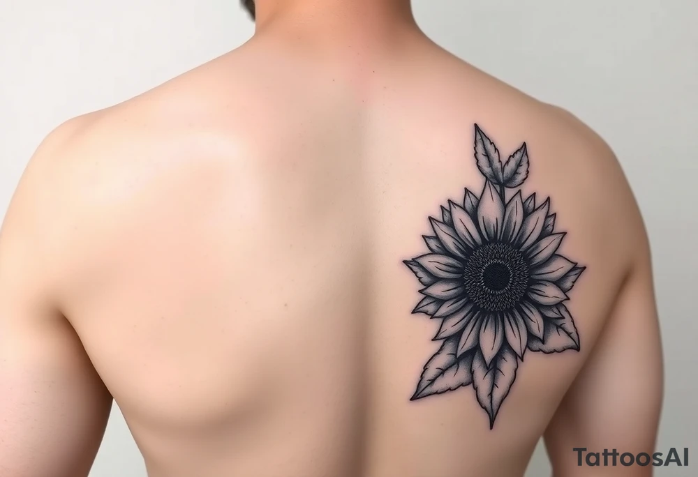 Acoustic guitar with  sunflower on bottom right corner tattoo idea