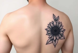 Acoustic guitar with  sunflower on bottom right corner tattoo idea
