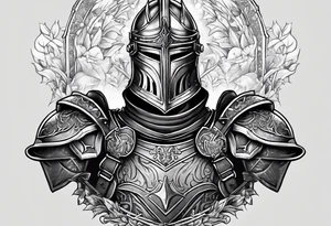 knight with heavy armor with letters RJL on chest tattoo idea