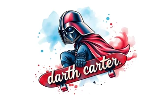 Darth Vader skateboarding >
blue & red
skateboard say "darth carter" tattoo idea