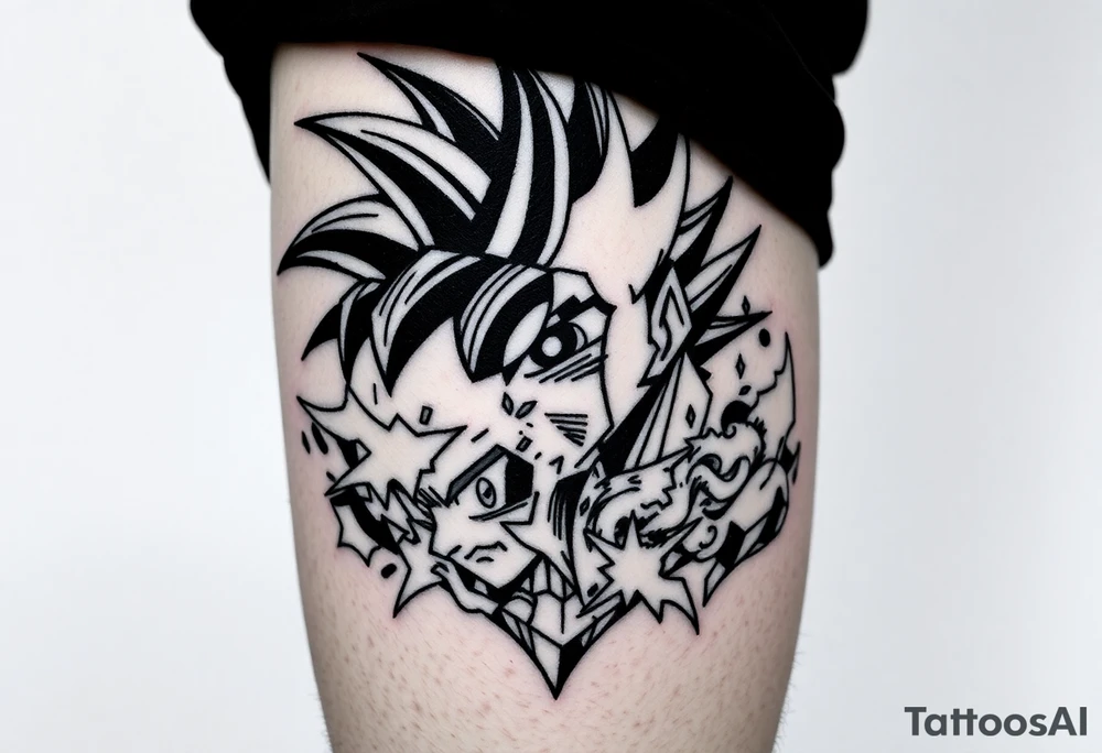 legendary dragonball z scene with energy aura and power effects tattoo idea