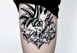 legendary dragonball z scene with energy aura and power effects tattoo idea