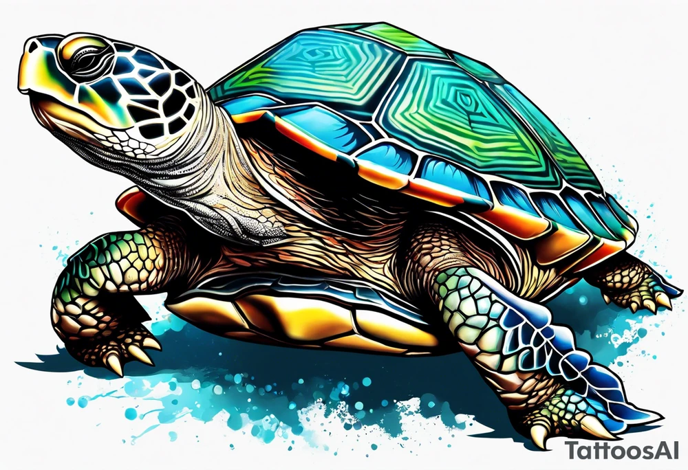 turtle with spikey shell tattoo idea