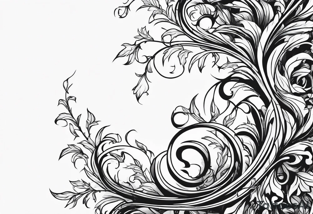 Leafy vines with chain tattoo idea