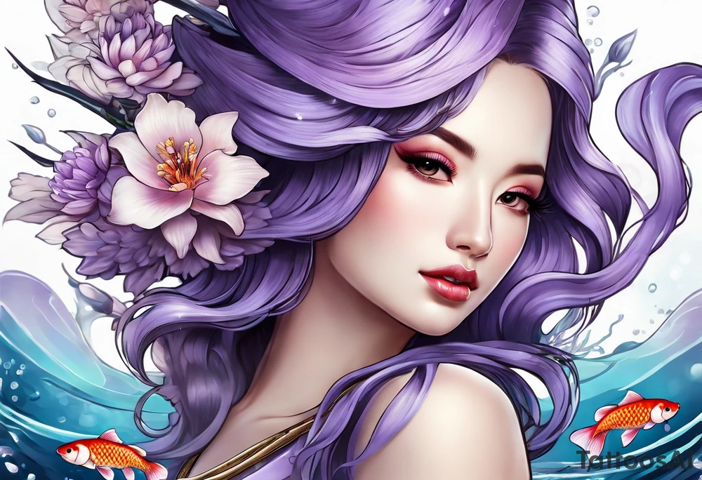 Lavender koi tattoo idea