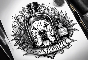 Windsor Canadian whiskey and glass and dog tags tattoo idea