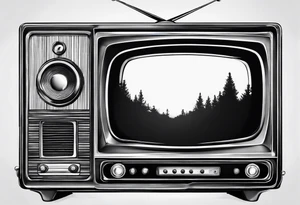 retro tv with broken screen that shows another world tattoo idea