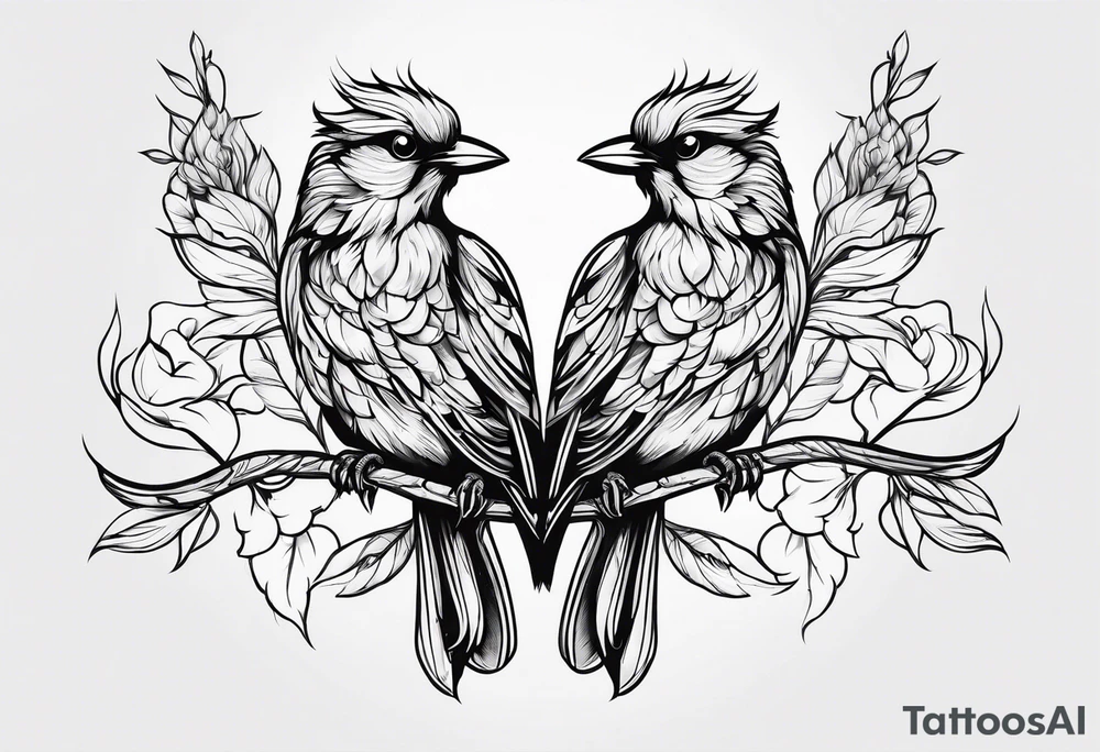outline of two birds tattoo idea