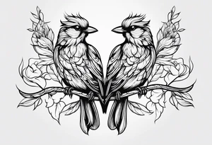 outline of two birds tattoo idea