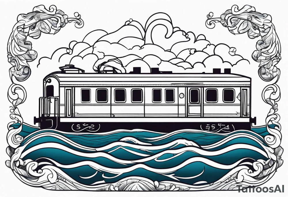 train in the sea tattoo idea