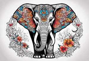strength and resilience, feminine, elephant, colour tattoo idea