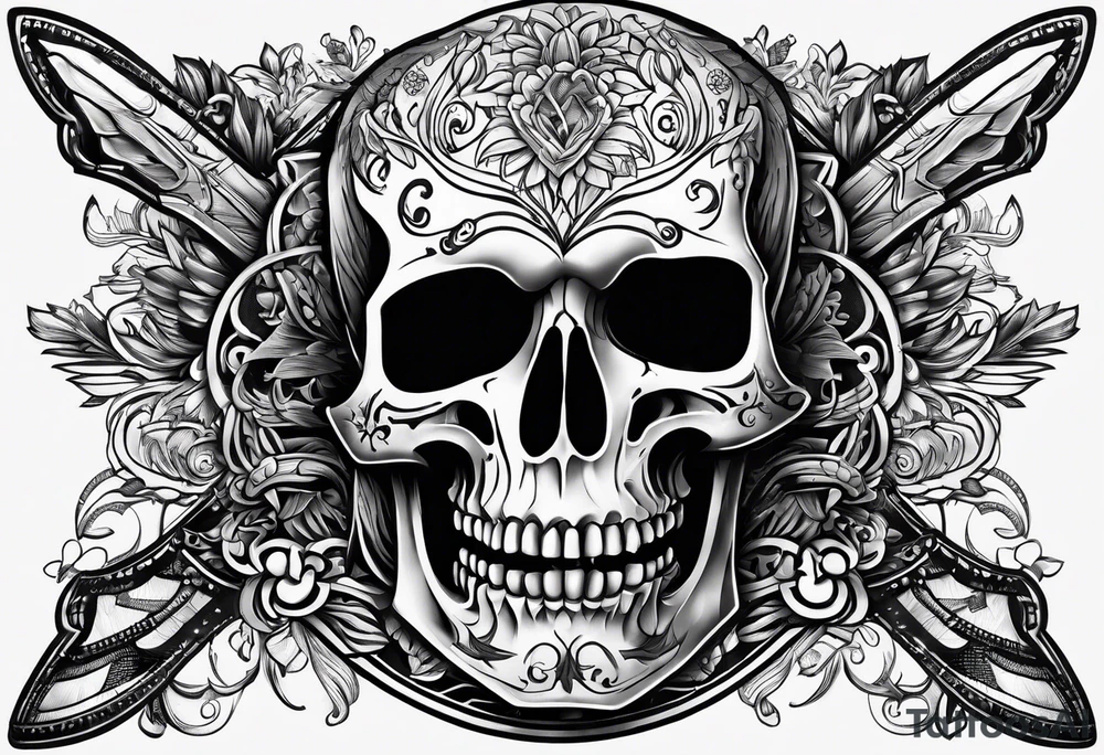 Skeleton hand with words engraved tattoo idea