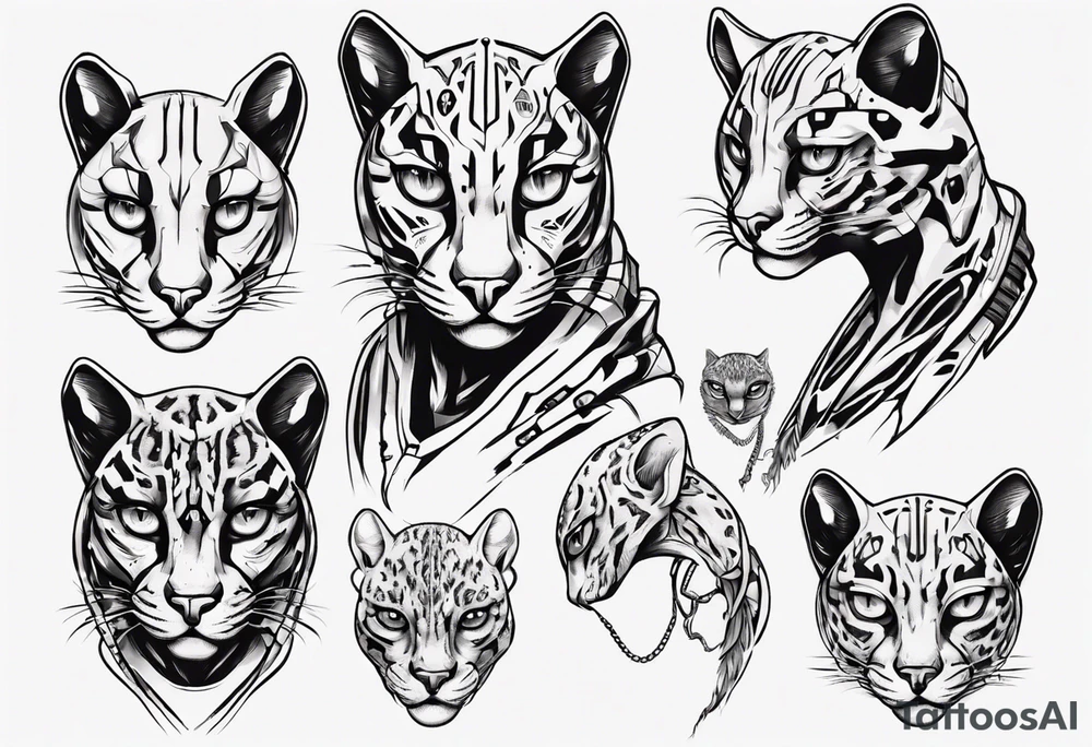 cybernetic ocelot tattoo idea
